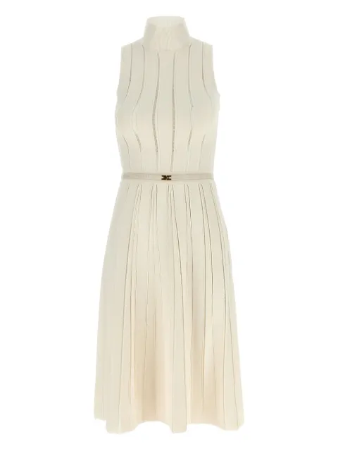 Elisabetta Franchi banded-weave pleated dress