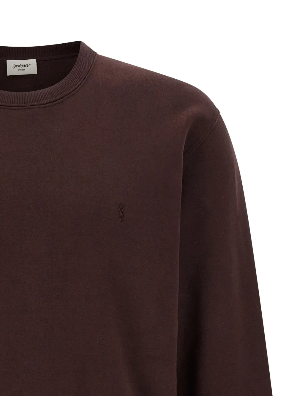 Saint Laurent Cassandre Embroidered Sweatshirt In Brown