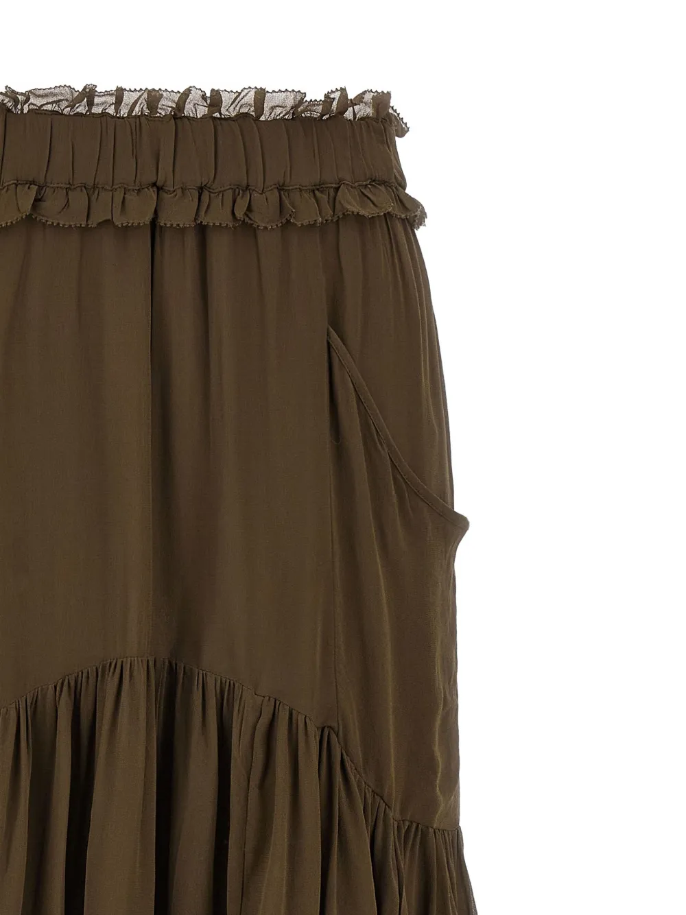 MARANT ÉTOILE Besma maxi-rok met ruches Groen