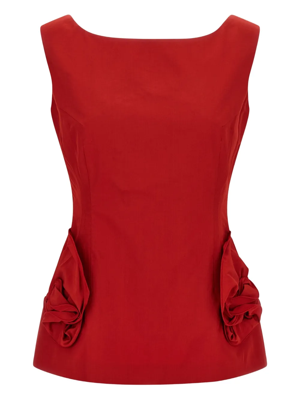 rose-embellished square-neck top