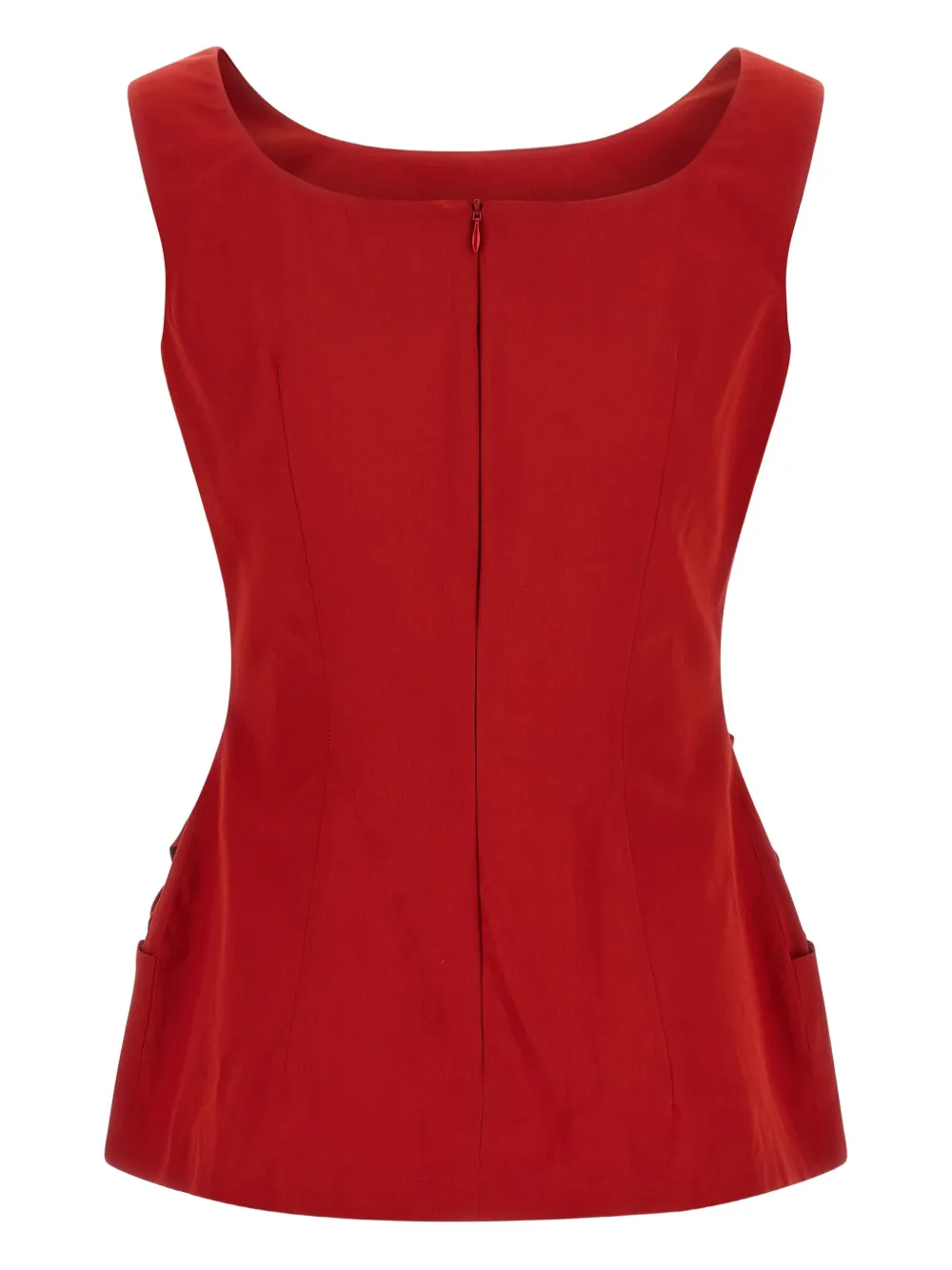Magda Butrym rose-embellished square-neck top - Rood