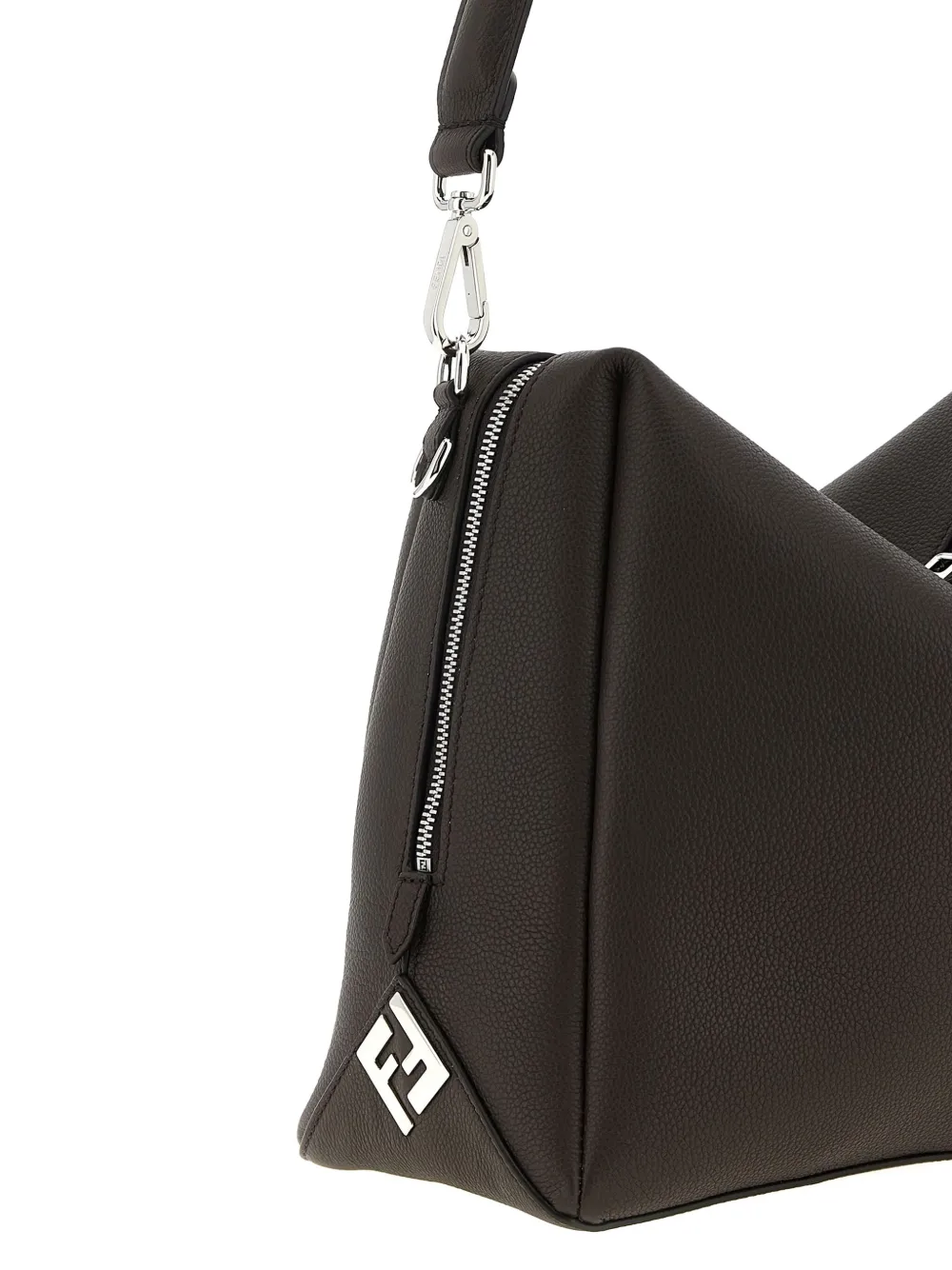 FENDI FF logo leather shoulder bag Bruin