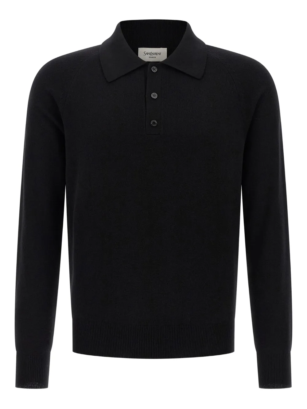 Saint Laurent Wool Polo Shirt Cuffs Ribbed In Black