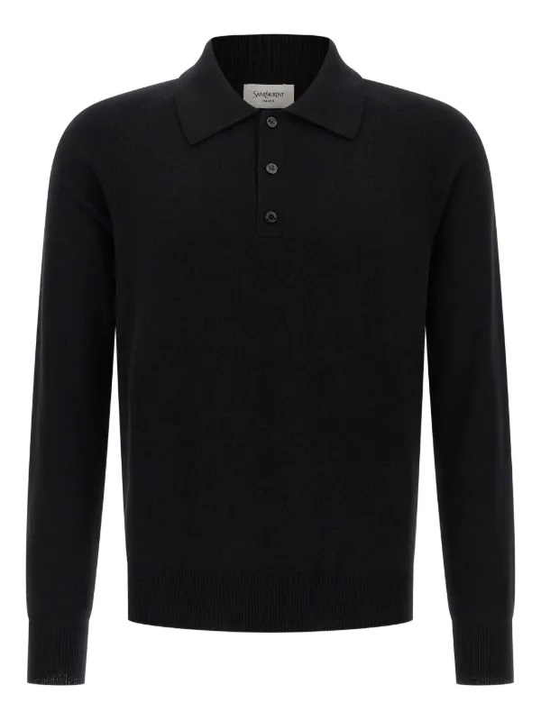 SAINT LAURENT ブラックポロシャツ Saint Laurent ボタン ポロシャツ | ブラック | FARFETCH JP