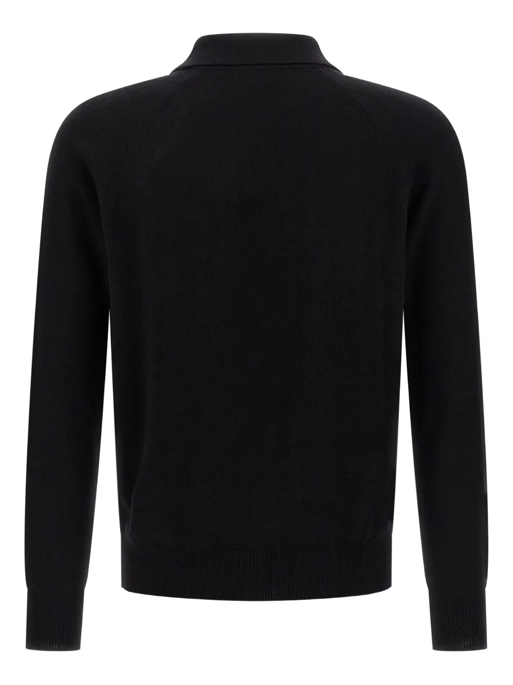 Saint Laurent Wool Polo Shirt Cuffs Ribbed In Black