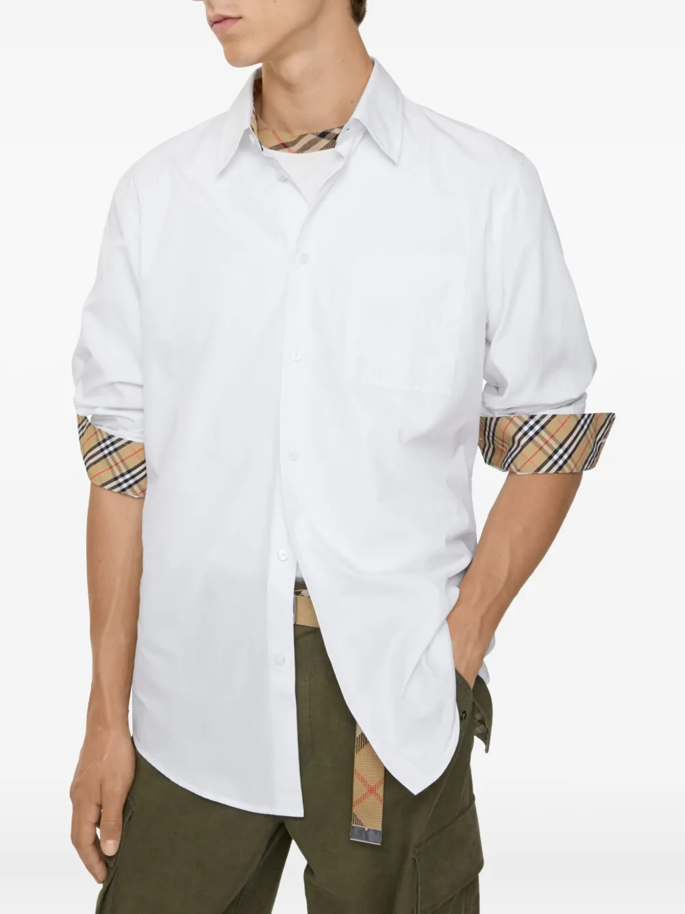 Burberry check-pattern cuffs shirt Wit