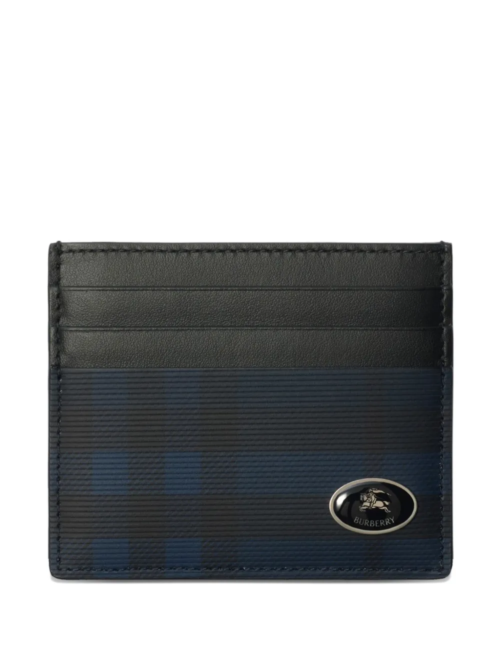Burberry check-pattern leather card case Blauw