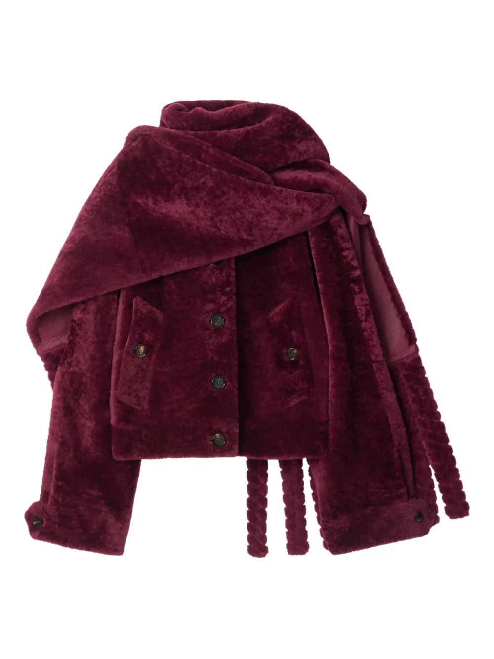 Burberry detachable-scarf shearling jacket Rood