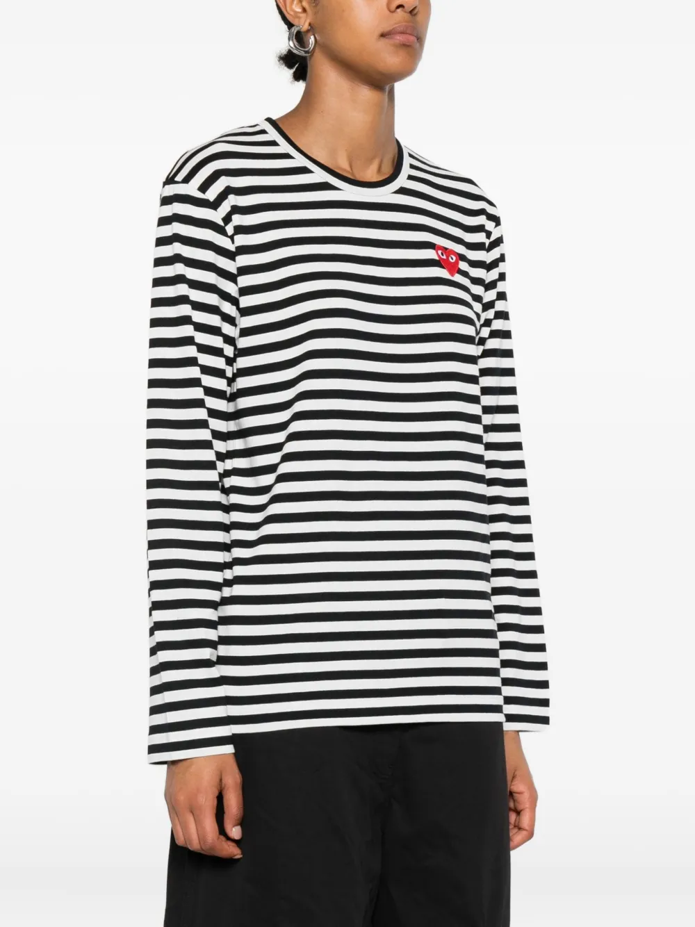 Comme Des Garçons Play Heart-logo Striped T-shirt In Multi
