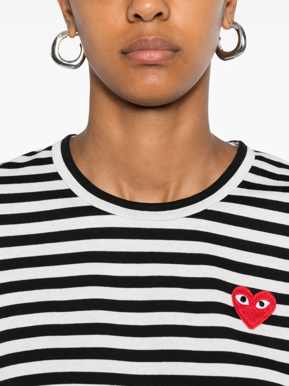 Comme Des Garçons Play Heart-logo Striped T-shirt In Multi