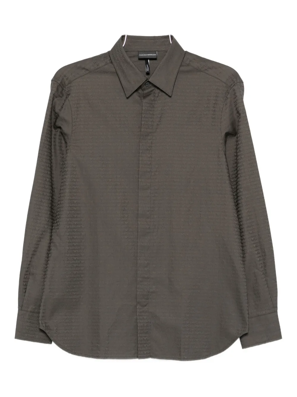 Emporio Armani Textured Cotton Shirt In Green