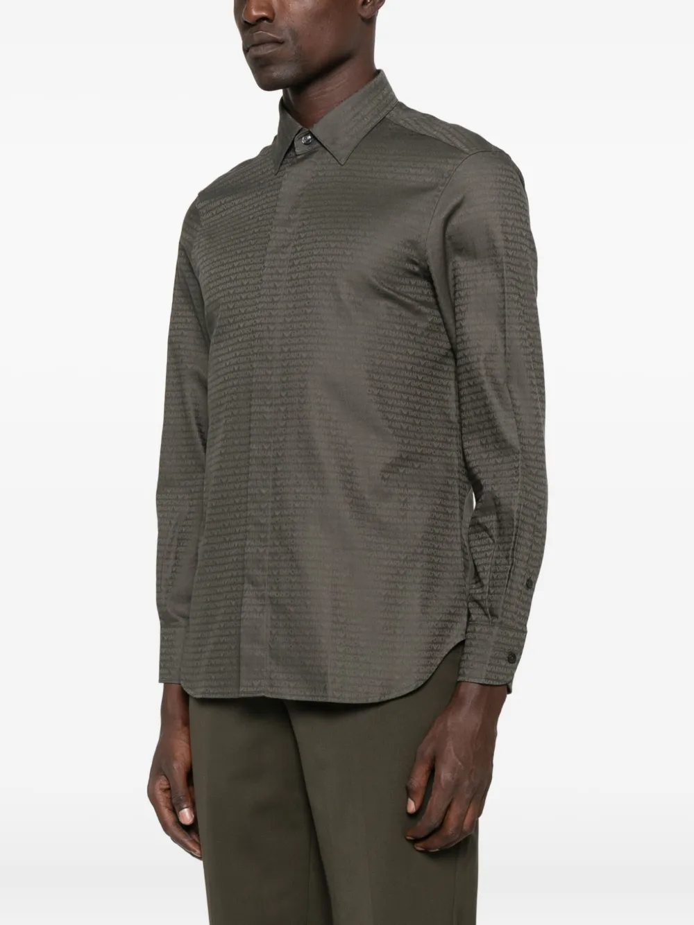 Emporio Armani Getextureerd overhemd Groen