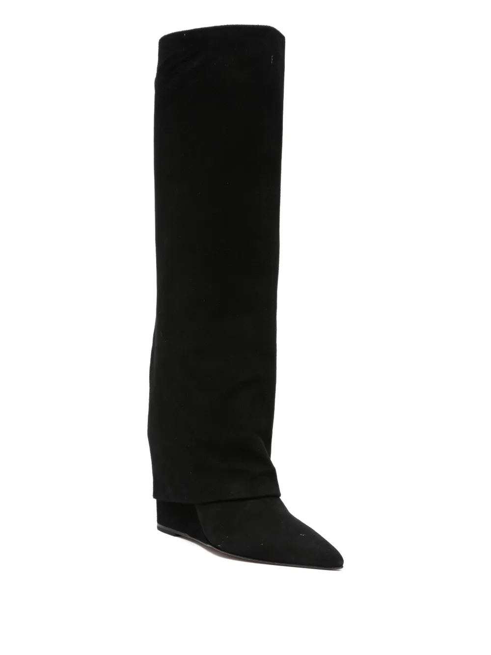 The Seller 90mm folded-cuff wedge boots Black