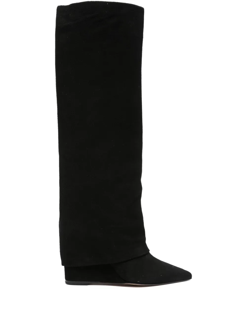 The Seller 90 mm laarzen met sleehak en omslag Zwart