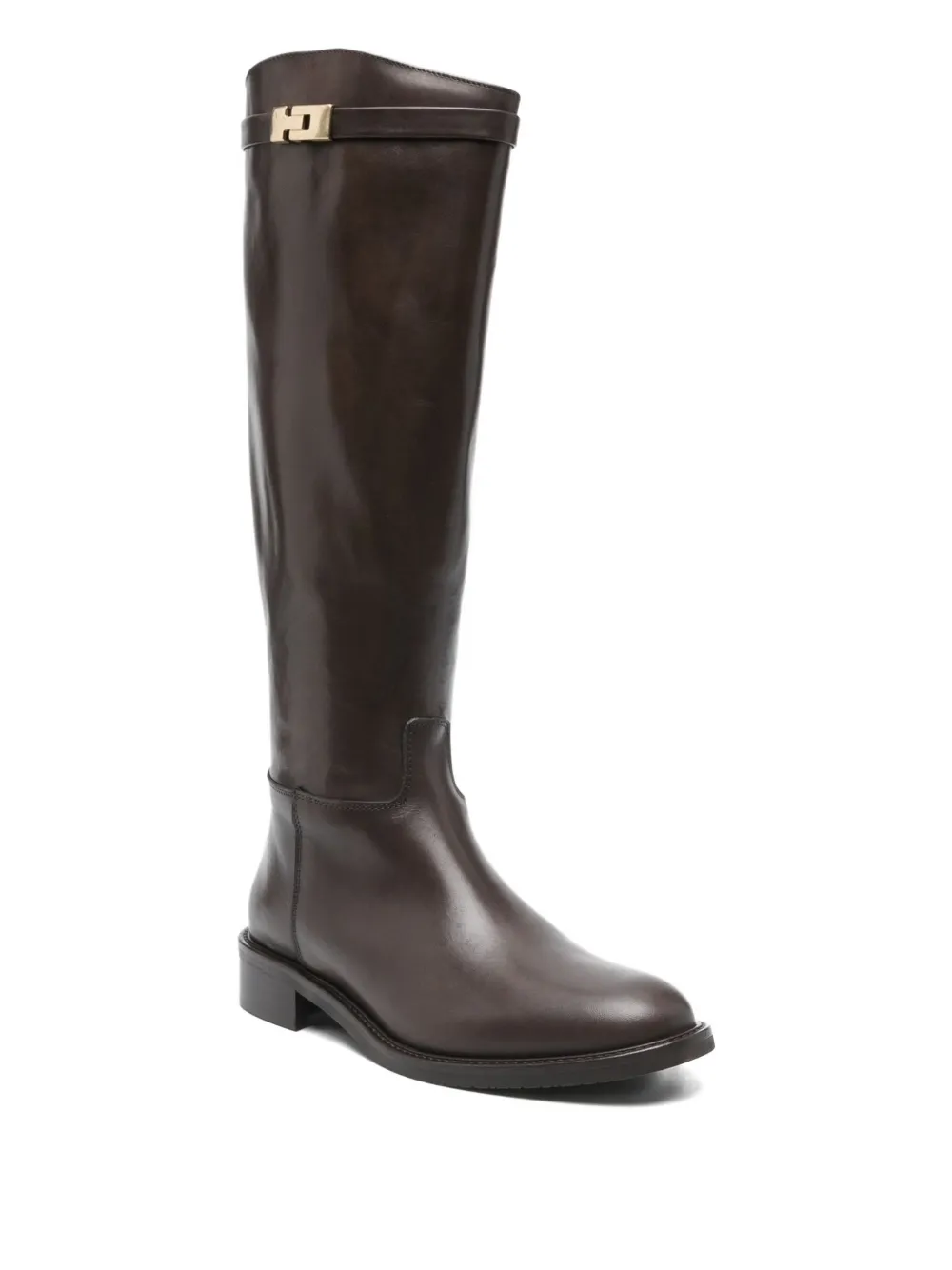 Julie Dee 30 mm leren laarzen met gespsluiting Bruin