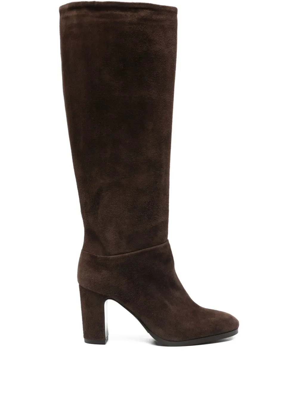 Julie Dee 80mm Calf-suede Block-heel Boots In Brown