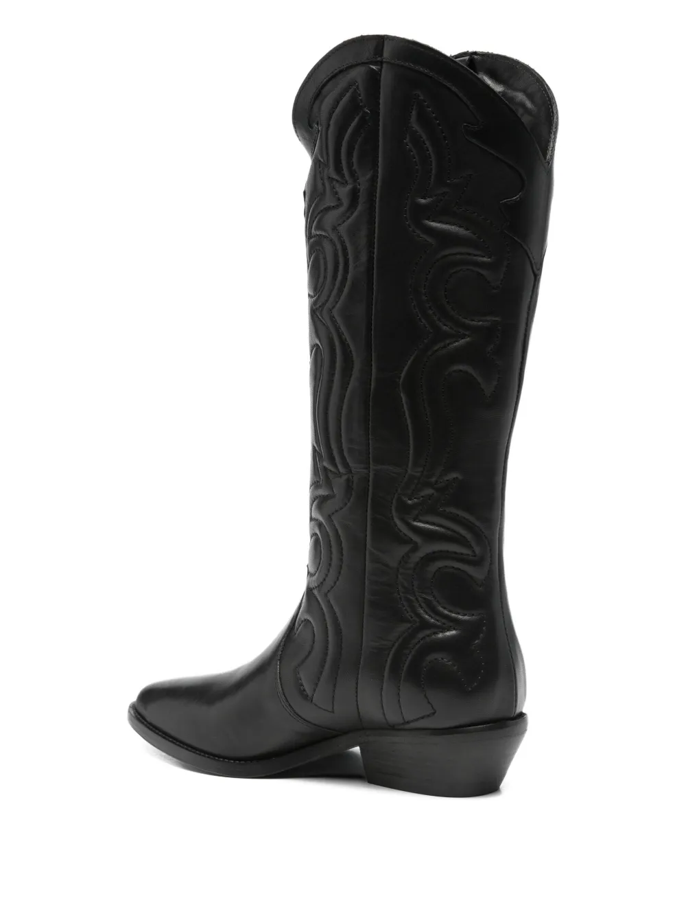 Julie Dee 35mm leather cowboy boots Black