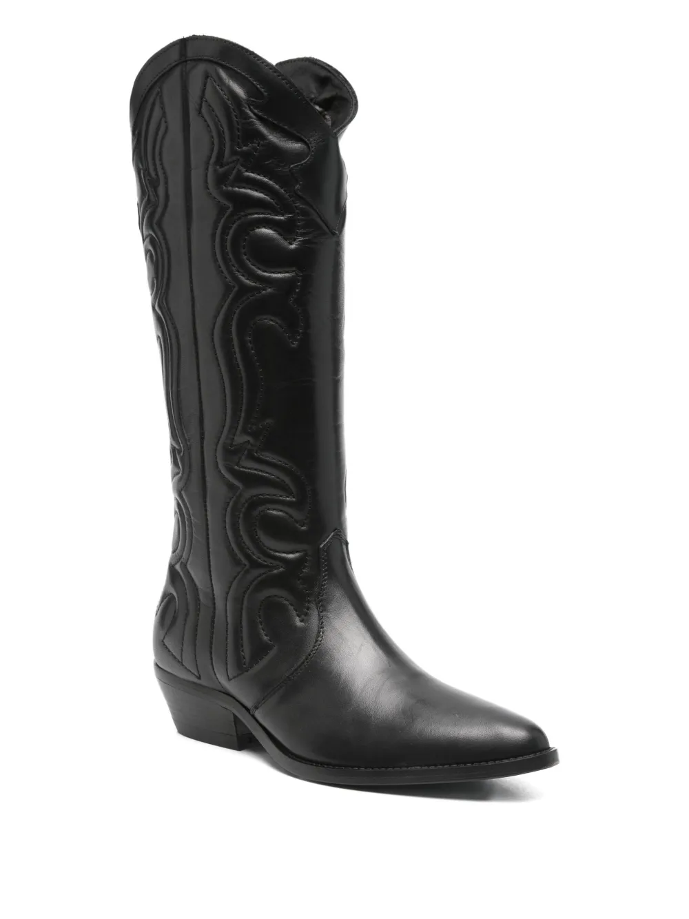 Julie Dee 35mm leather cowboy boots Black