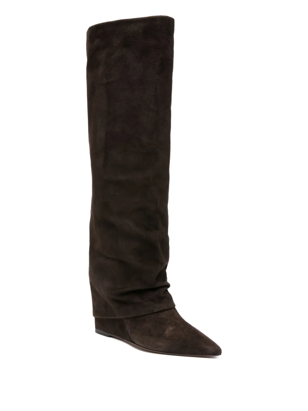 The Seller 90mm slouchy suede wedge boots Brown