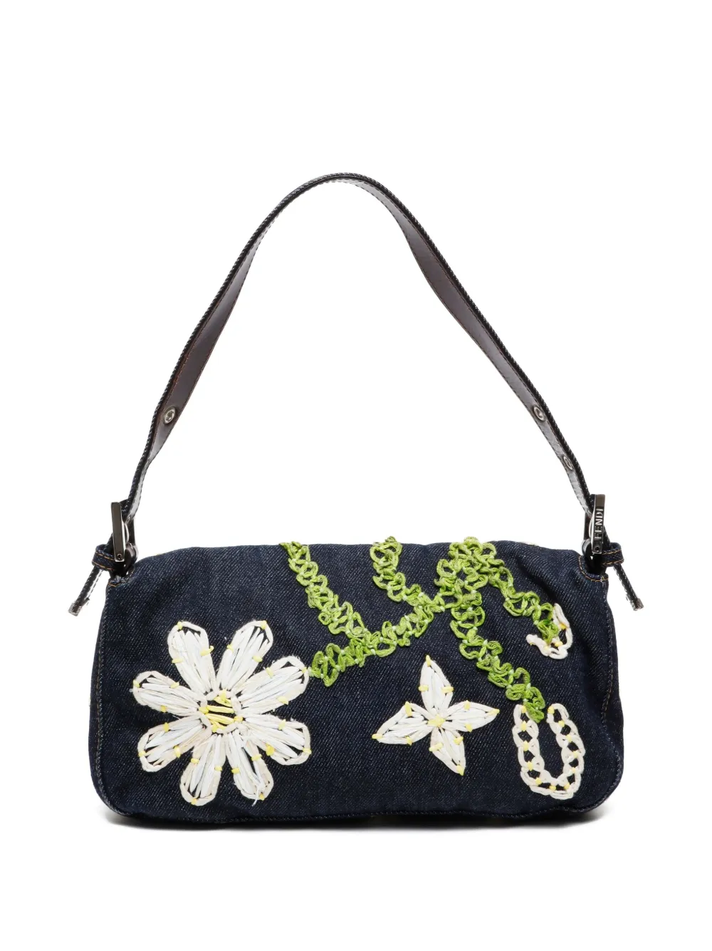Fendi Pre-Owned 1990-2000s Mamma Baguette denim flower shoulder bag | Pre-Owned | Image 2