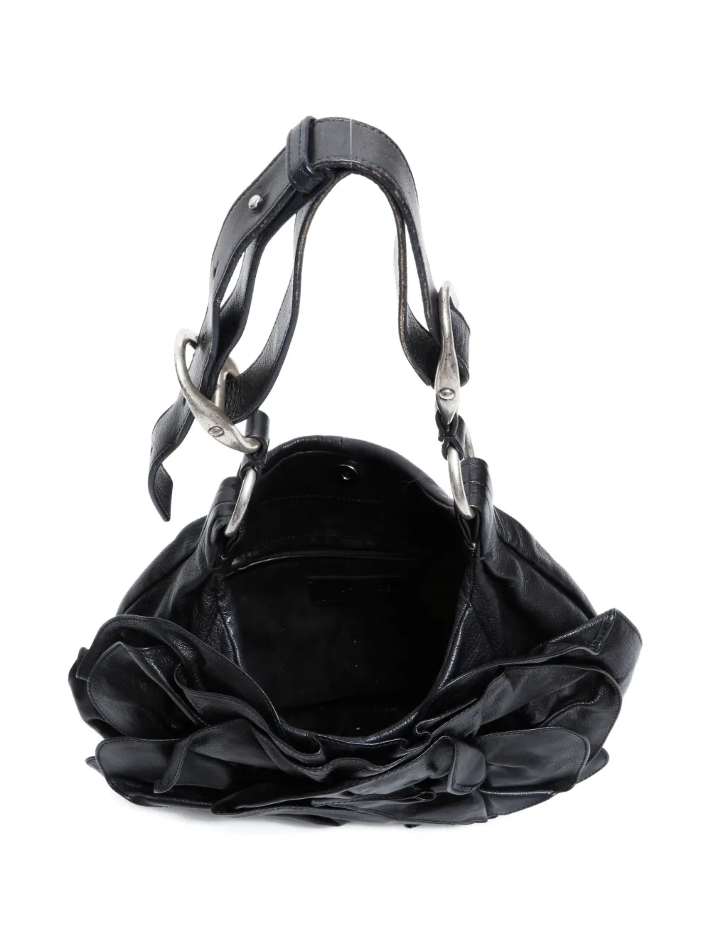 Pre-owned Saint Laurent 1990-2000s Rose-embellishment Shoulder Bag In Black