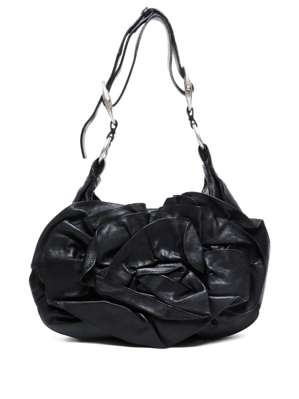 Saint Laurent Pre-Owned 1990-2000s rose-embellishment shoulder bag | Black | Image 1