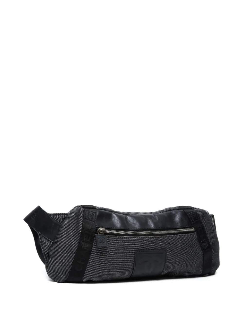 Pre-owned Chanel 2005-2006 Small Denim Belt Bag In Black