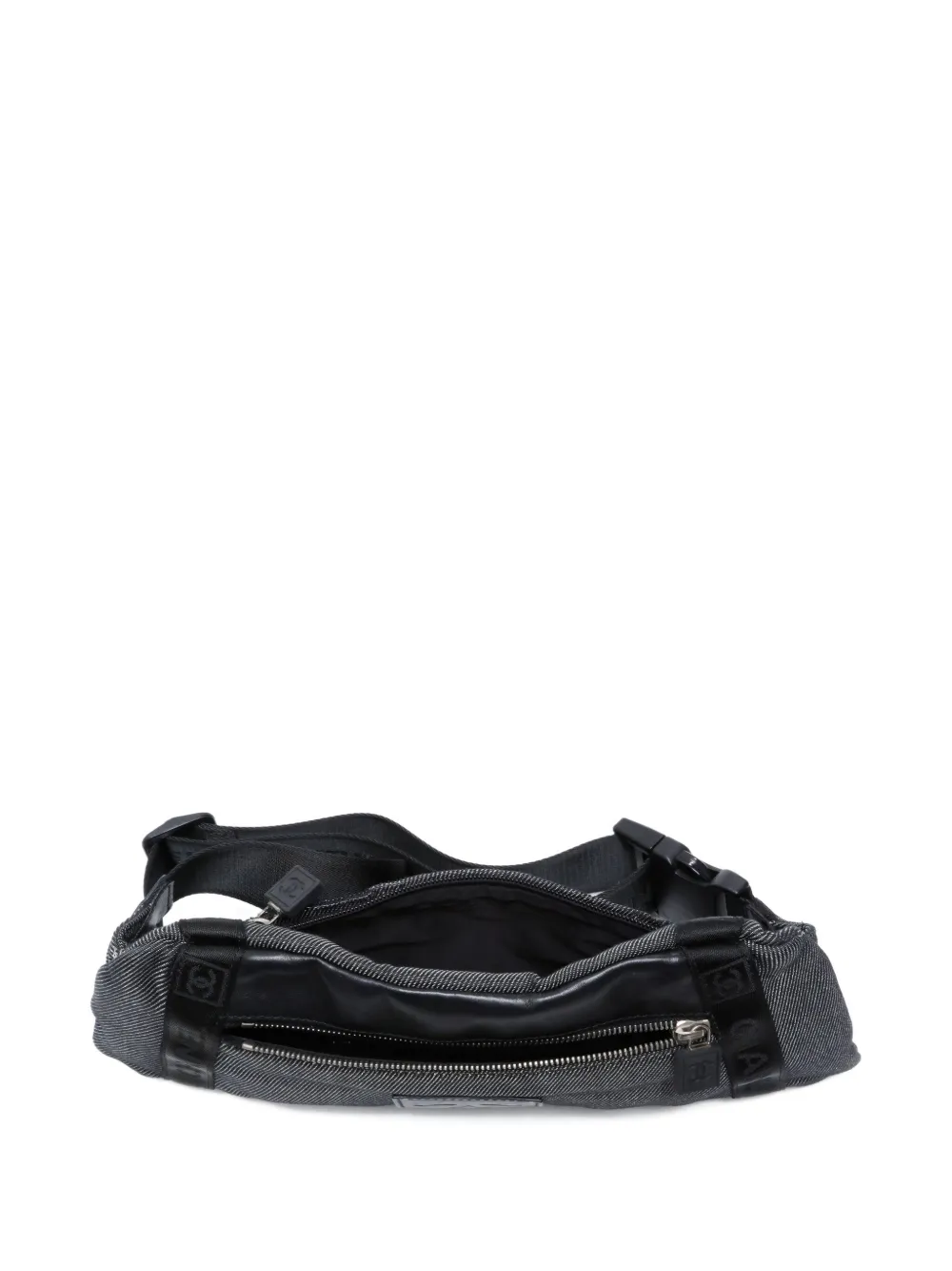 Pre-owned Chanel 2005-2006 Small Denim Belt Bag In Black