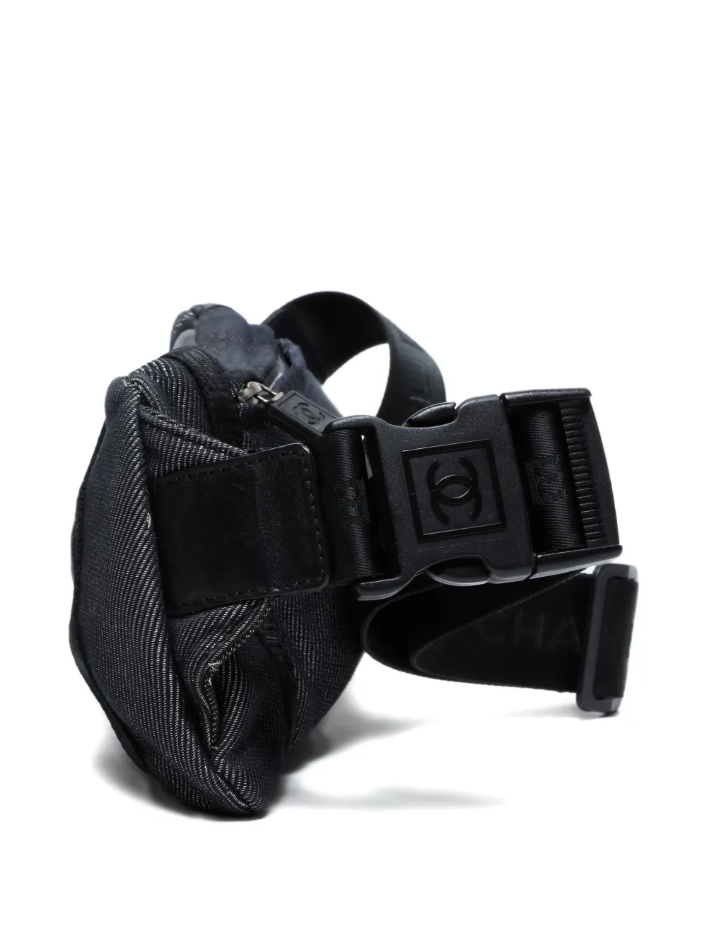 Pre-owned Chanel 2005-2006 Small Denim Belt Bag In Black