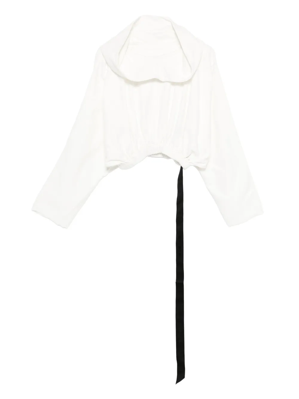 Rick Owens Drkshdw Hooded Cropped Long Sleeve Tunic In White