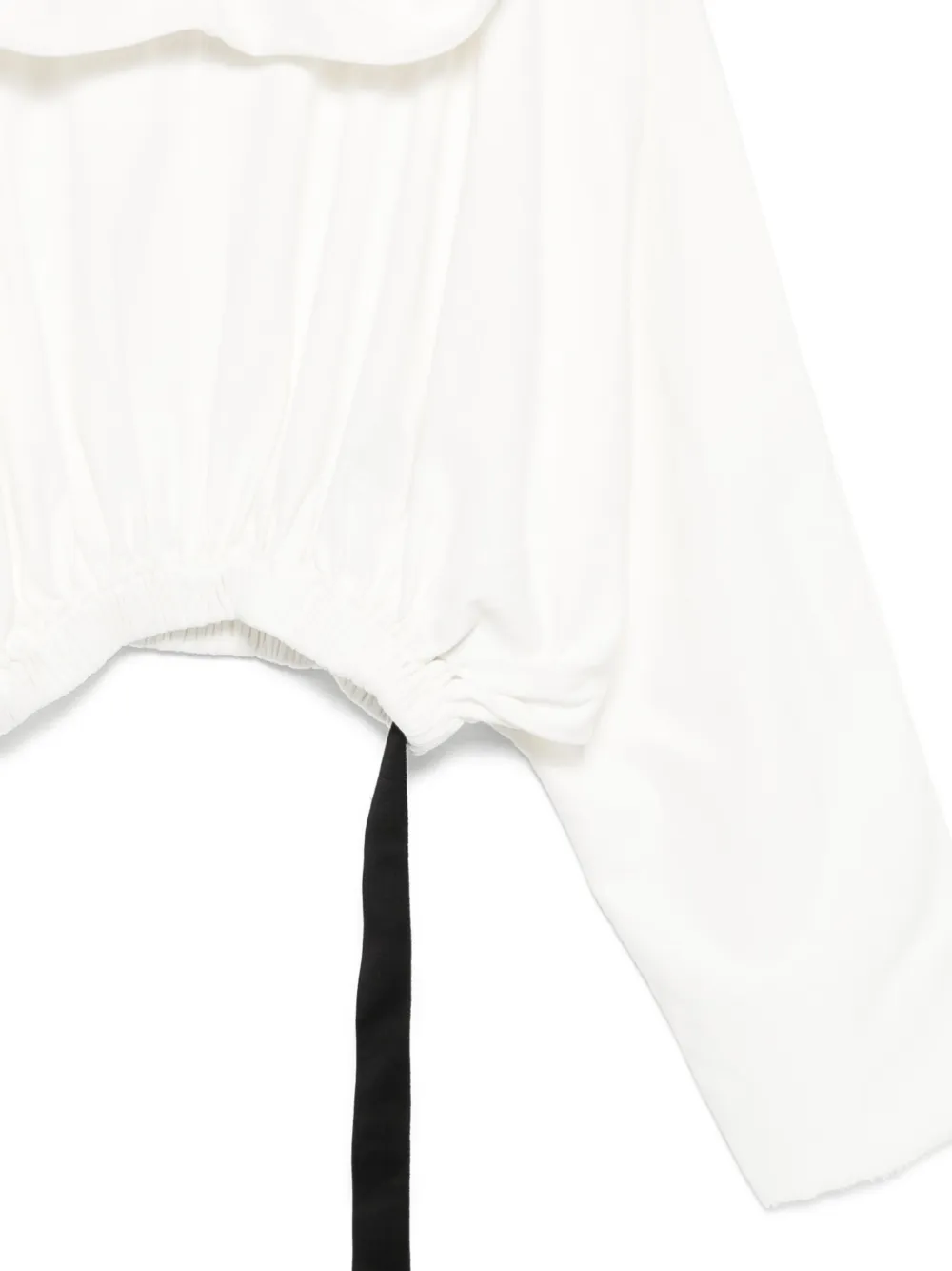 Rick Owens Drkshdw Hooded Cropped Long Sleeve Tunic In White