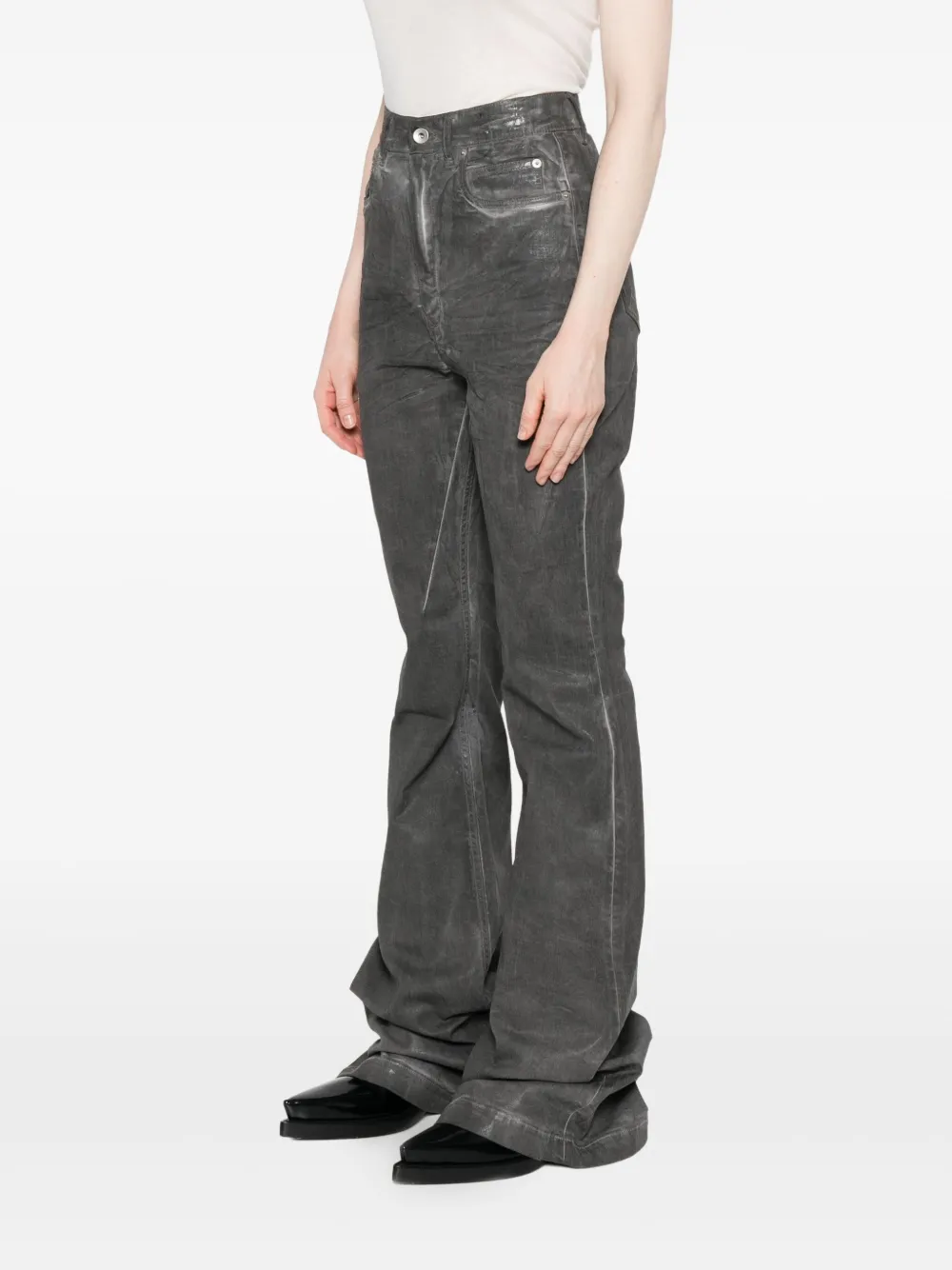 Rick Owens DRKSHDW ダメージ フレアジーンズ | グレー | FARFETCH JP