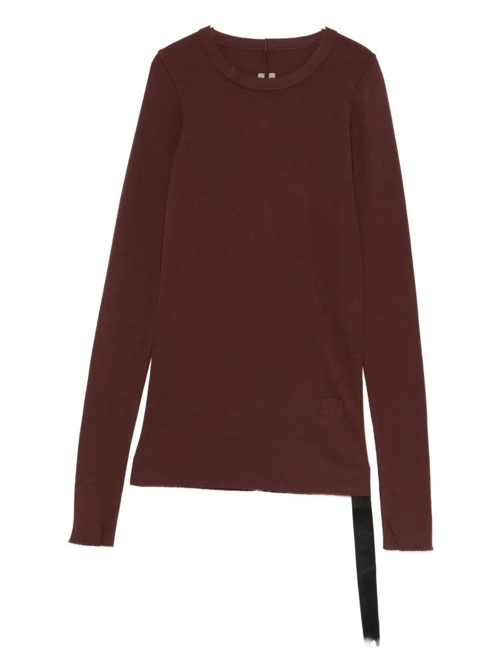 Rick Owens Drkshdw Asymmetric Hem Long Sleeve Ribbed Top In Brown