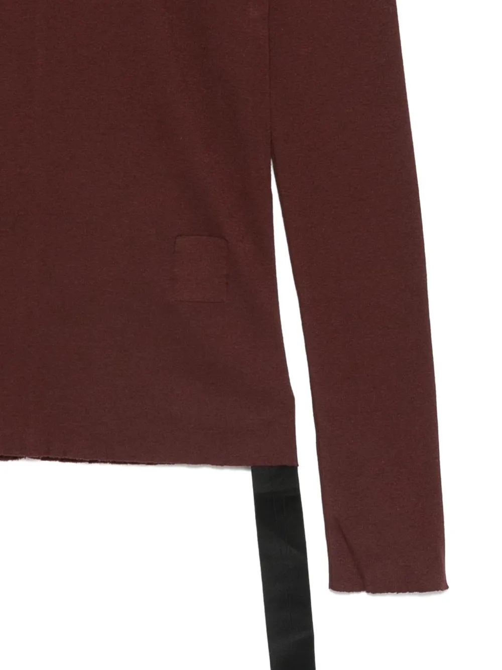 Rick Owens Drkshdw Asymmetric Hem Long Sleeve Ribbed Top In Brown