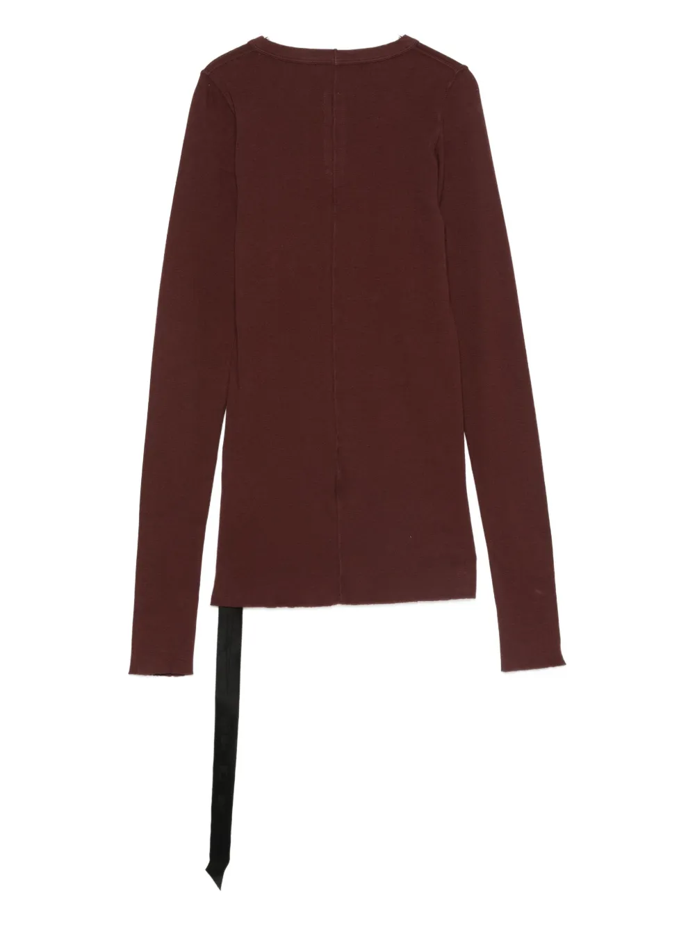 Rick Owens Drkshdw Asymmetric Hem Long Sleeve Ribbed Top In Brown