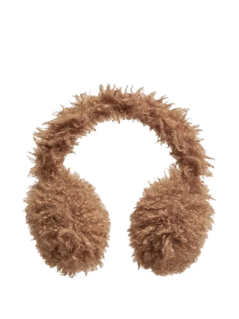Moncler Teddy Fleece Padded Earmuffs With Adjustable Band In Brown