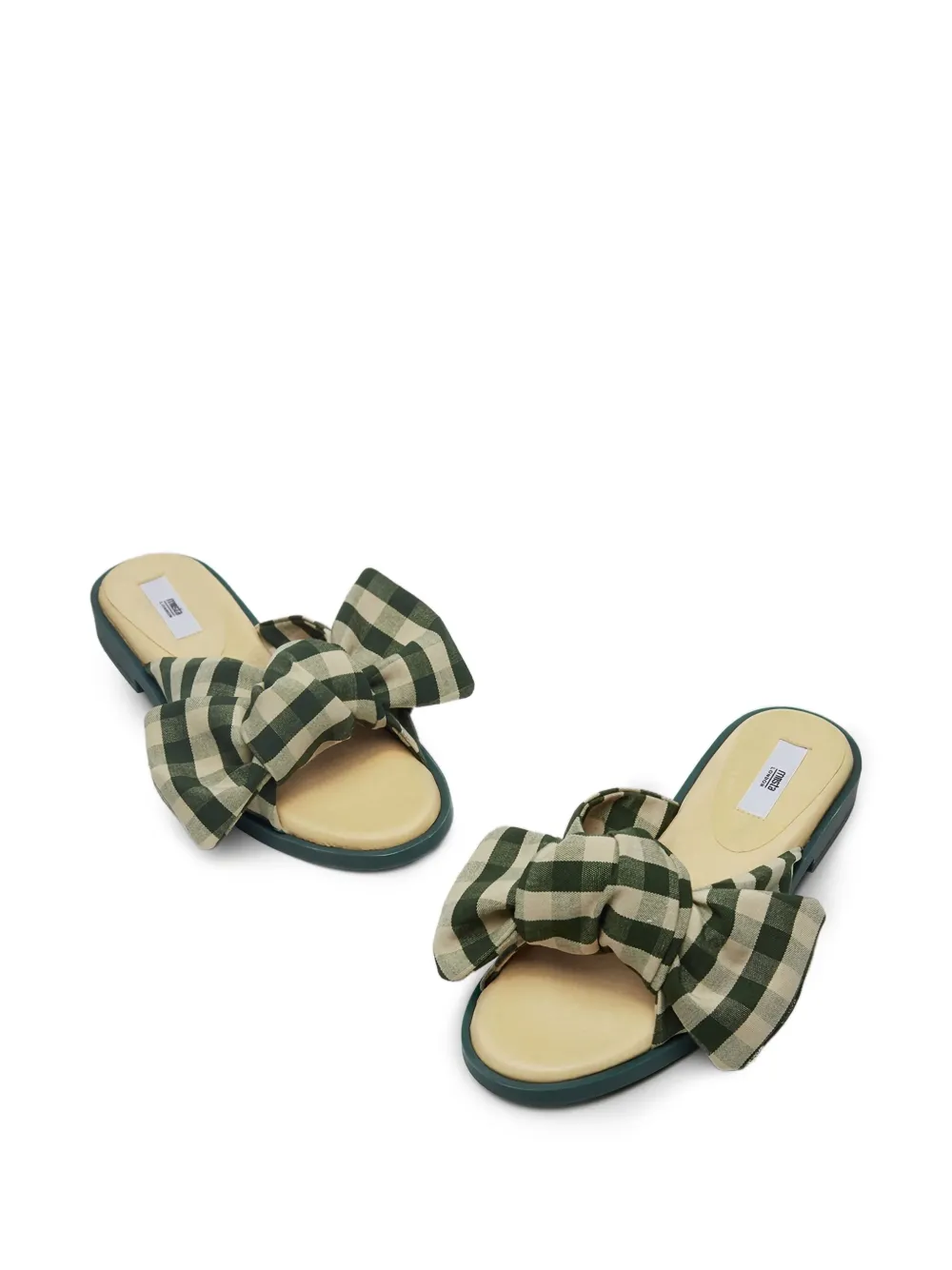 Miista gingham bow sandals Green