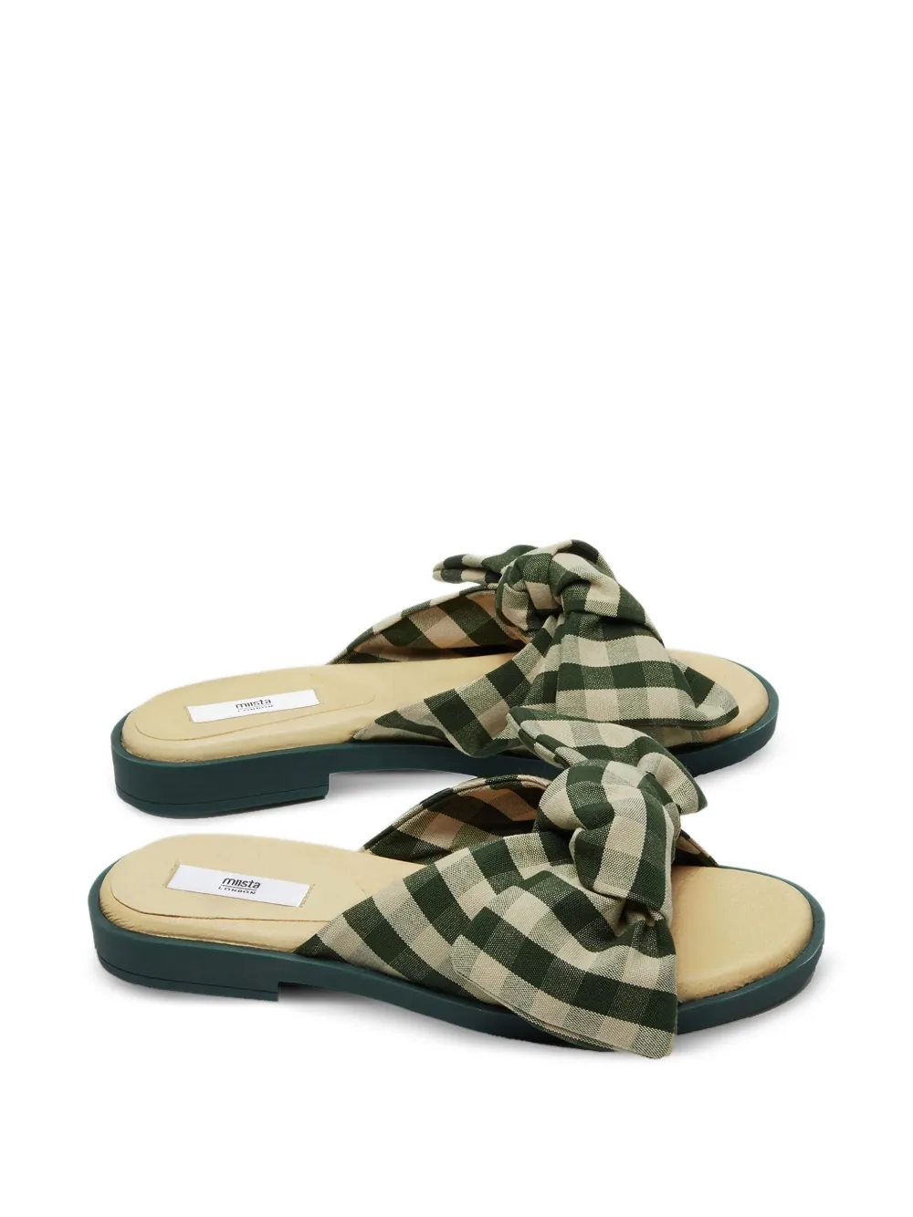 Miista gingham bow sandals Green