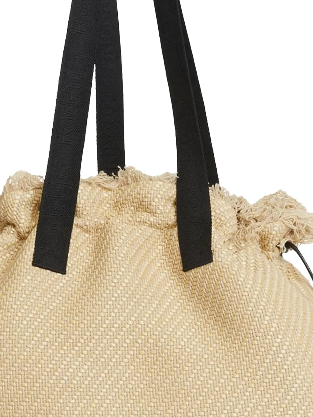 Rodebjer Quinn fringed straw tote bag - Beige