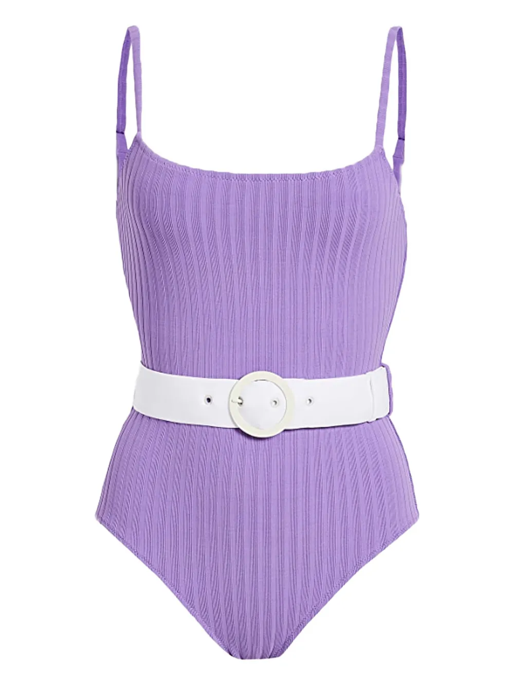 Solid & Striped The Nina ribbed belted swimsuit | Purple | Image 1