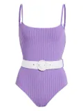 Solid & Striped The Nina ribbed belted swimsuit - Purple