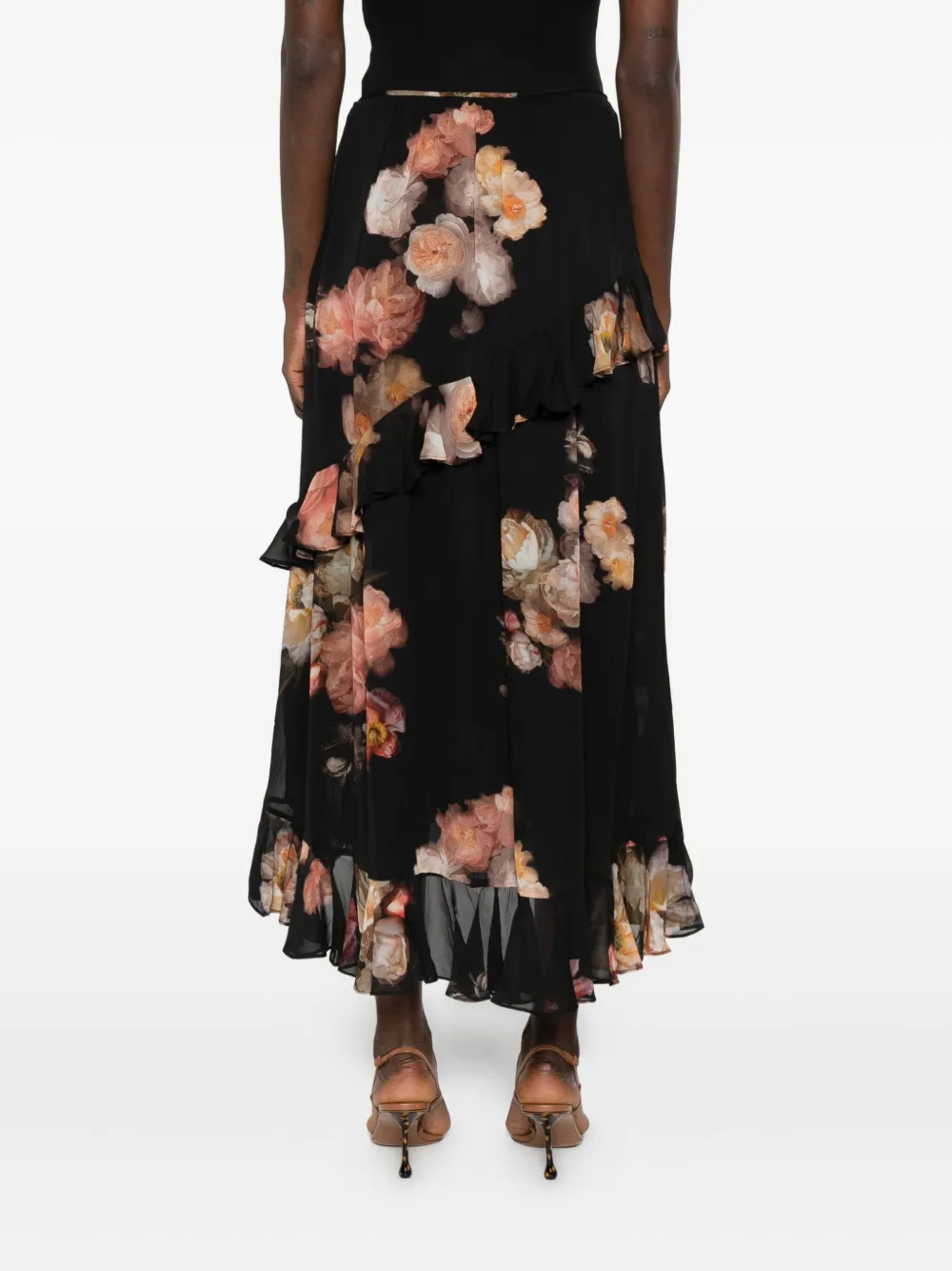 ZIMMERMANN Hypnotic asymmetric midi skirt Zwart