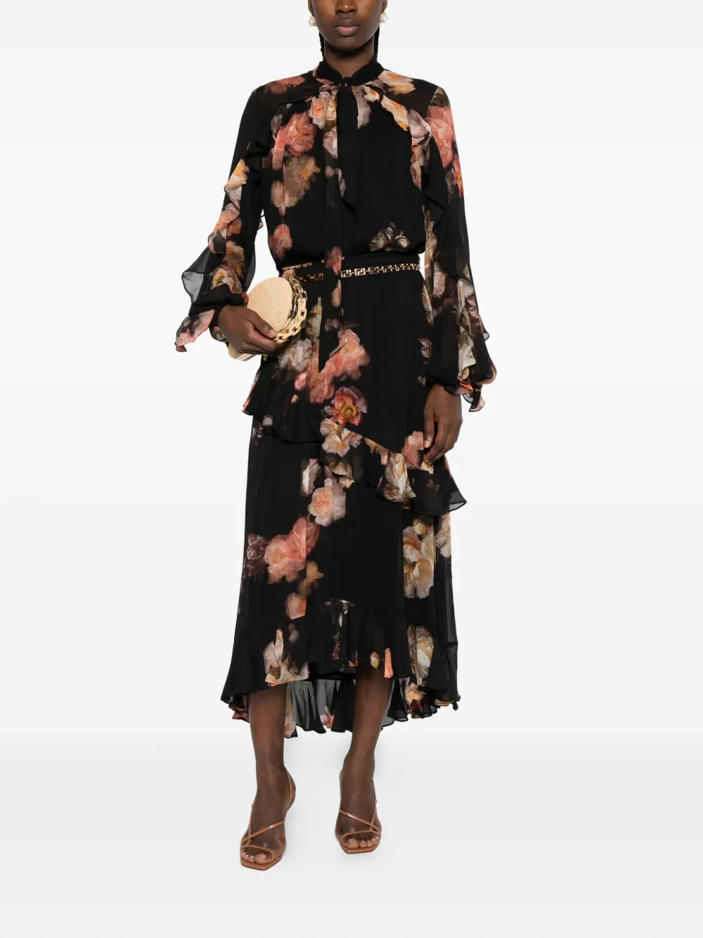 ZIMMERMANN Hypnotic asymmetric midi skirt Zwart