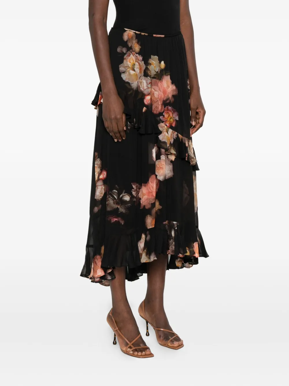ZIMMERMANN Hypnotic asymmetric midi skirt Zwart