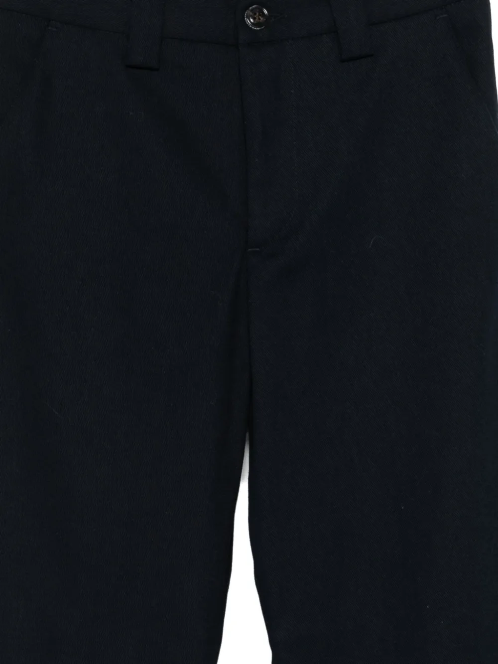 White Sand Cuffed Button-closure Trousers In Black