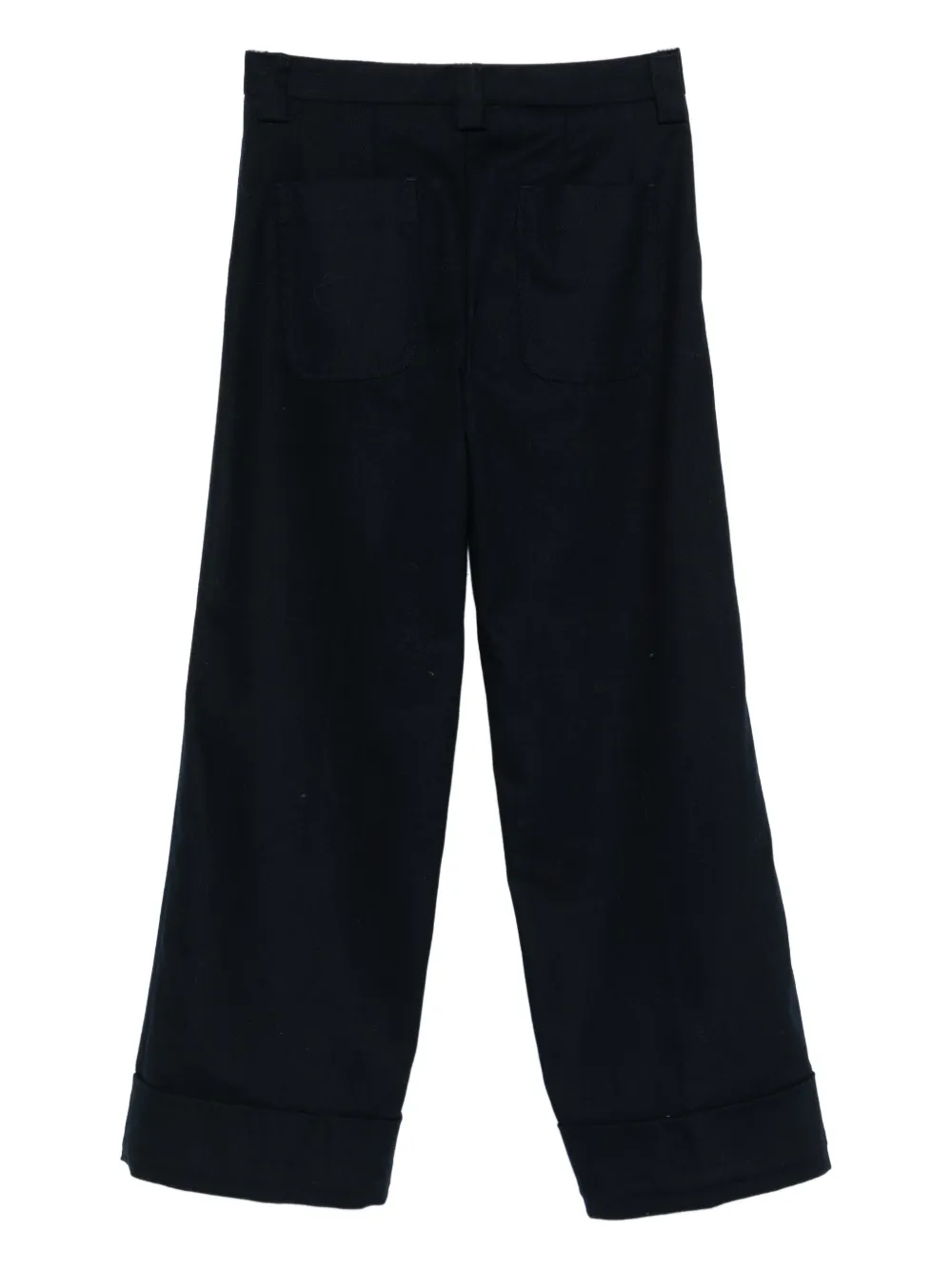 White Sand Cuffed Button-closure Trousers In Black