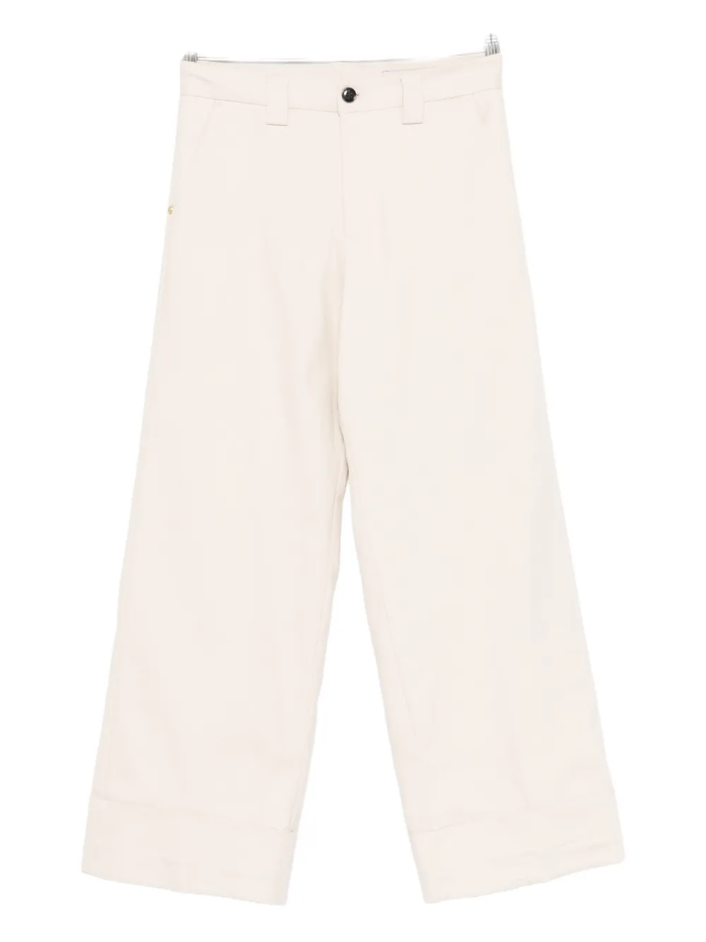 White Sand Button-fastening Belt-loops Trousers In Neutral