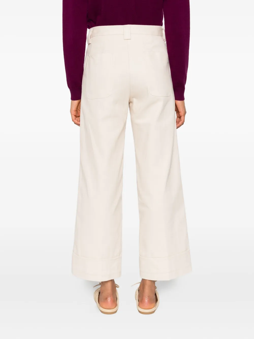 White Sand Button-fastening Belt-loops Trousers In Neutral