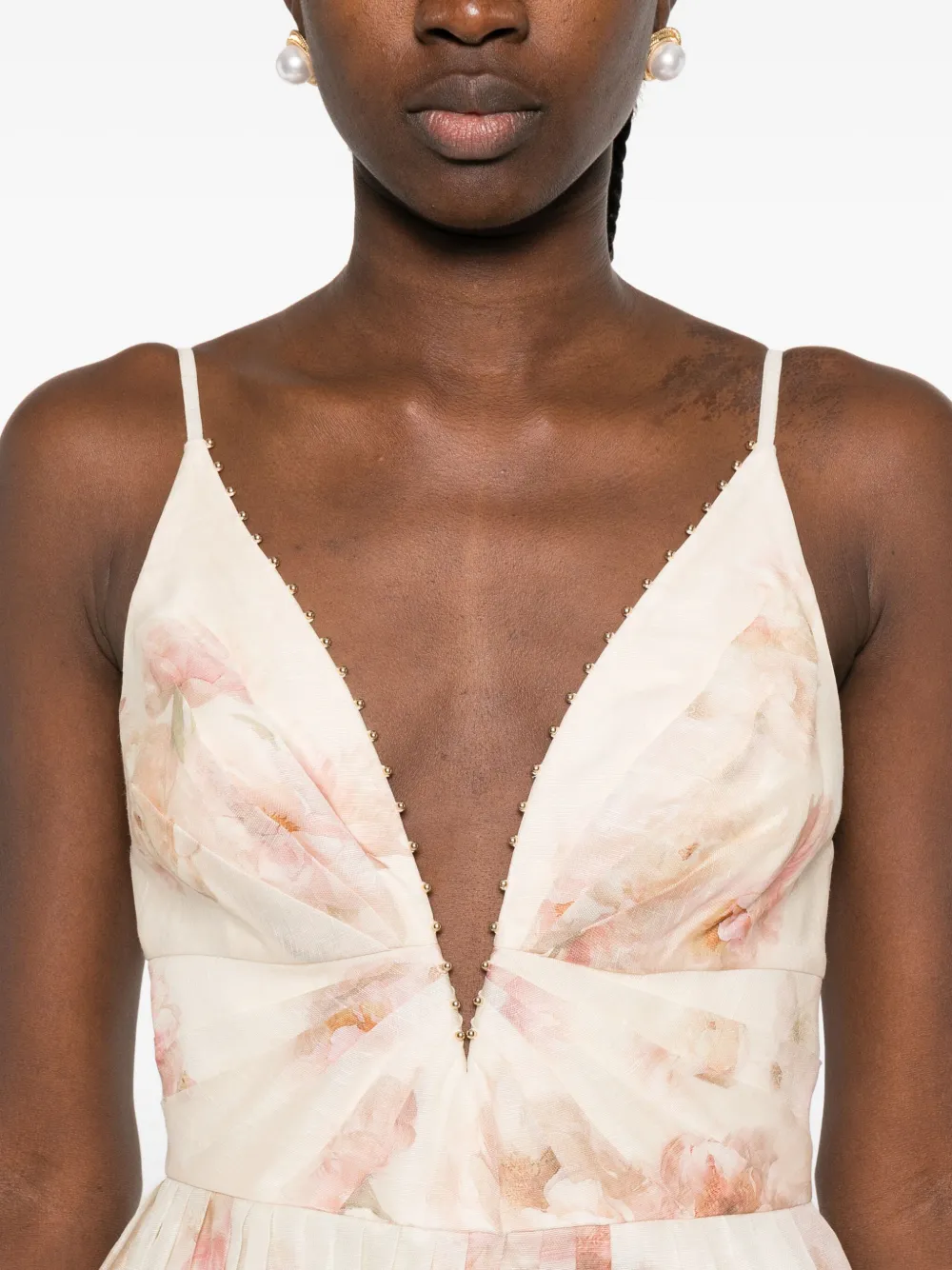 ZIMMERMANN Hypnotic trimmed mini dress Beige