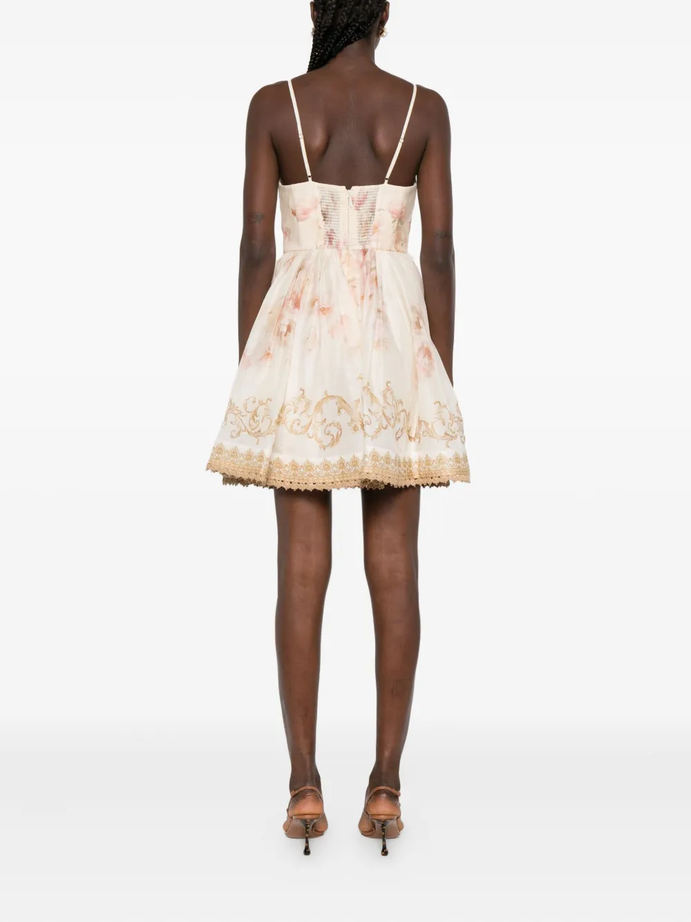 ZIMMERMANN Hypnotic trimmed mini dress Beige